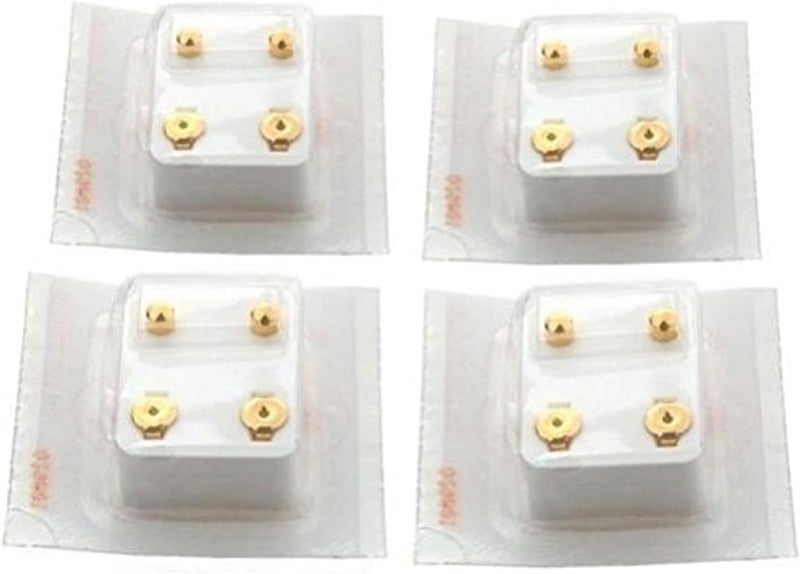 Set Of 4 Pairs 24k Gold Earrings Plated Ball Stud Piercing Jewelry